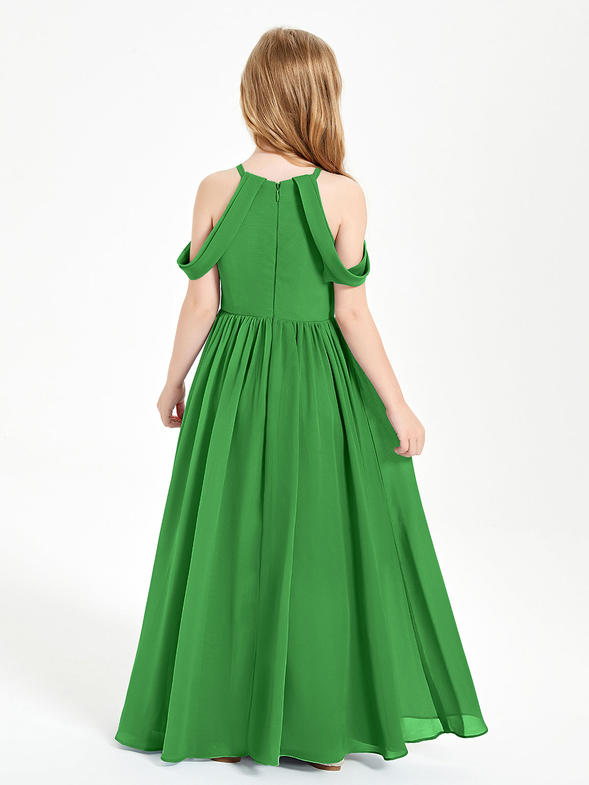 Dreamy Off the Shoulder Bridesmaid Gown for Junior Green